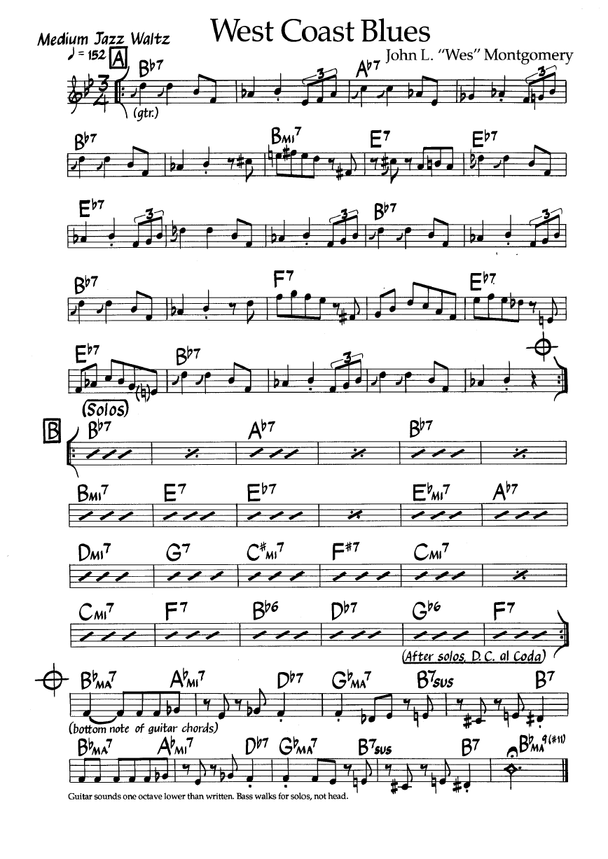 Ноты джазового стандарта: West coast blues (John L. 