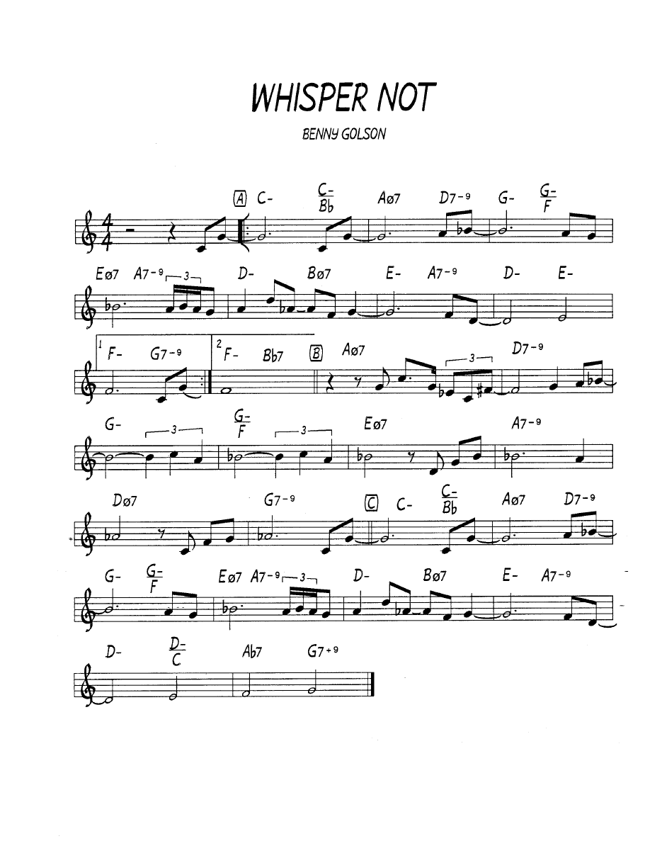 Ноты  джазового стандарта: Whisper not (Benny Golson)