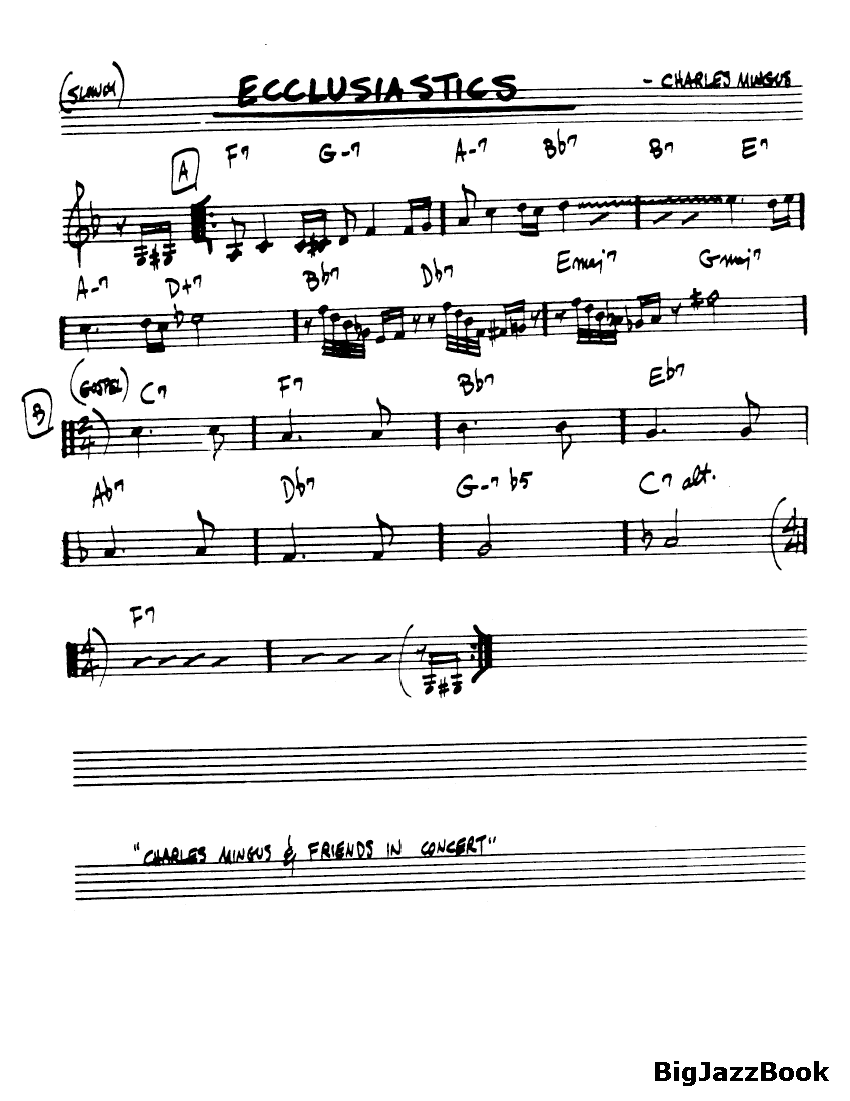 Ноты  джазового стандарта: Ecclusiastics (Charles Mingus)